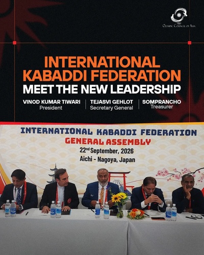 OCA’s Vinod Kumar Tiwari elected President of International Kabaddi Federation