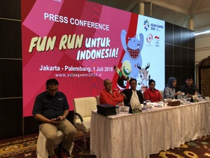 Asian Games fun run press conference draws big media attention in Palembang