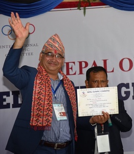 Jeevan Ram Shrestha re-elected as President of Nepal NOC