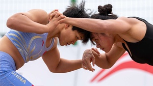 Indian wrestlers shine with double gold at Sanya 2026