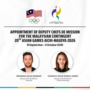 Malaysia NOC appoints two Asian Games champions as Deputy CDMs for Aichi-Nagoya 2026