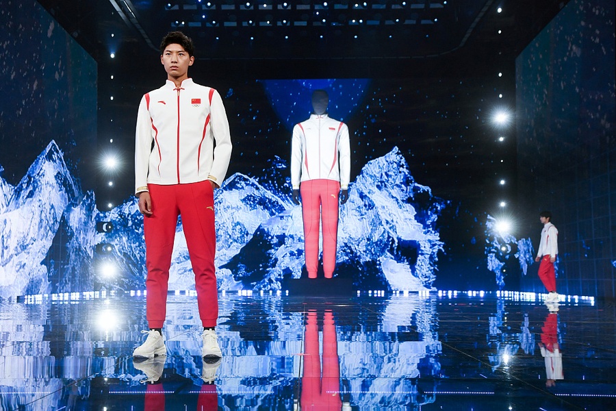 Team China's podium uniform for Beijing 2022 is unveiled on December 31, 2021. © CFP