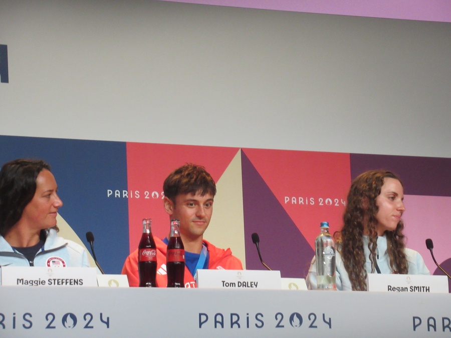 Tom Daley at the World Aquatics press conference on Thursday (Photo: OCA)