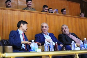 Iraq NOC President Raad Hammoudi attends taekwondo championship in Baghdad