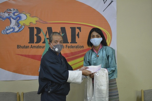 Bhutan NOC awards cash incentive to athlete/student Goma Pradhan