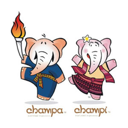 <div>
<p>The Mascot of the 25th SEA Games in the year 2009 is white elephants with sapphire tusk which are existing animals in Laos for a long time.&nbsp; Male elephant called Champa and female elephant called Champi. Both elephants dress up with beautiful Lao national clothes and being full of happy and smiling faces and eyes.<br /><br />This is an important part to make sport competition joyful and lively. More importantly, it is expressing warm welcome feeling of Lao PDR as the host country for the 25th SEA Games.</p>
</div>
<div>&nbsp;</div>
