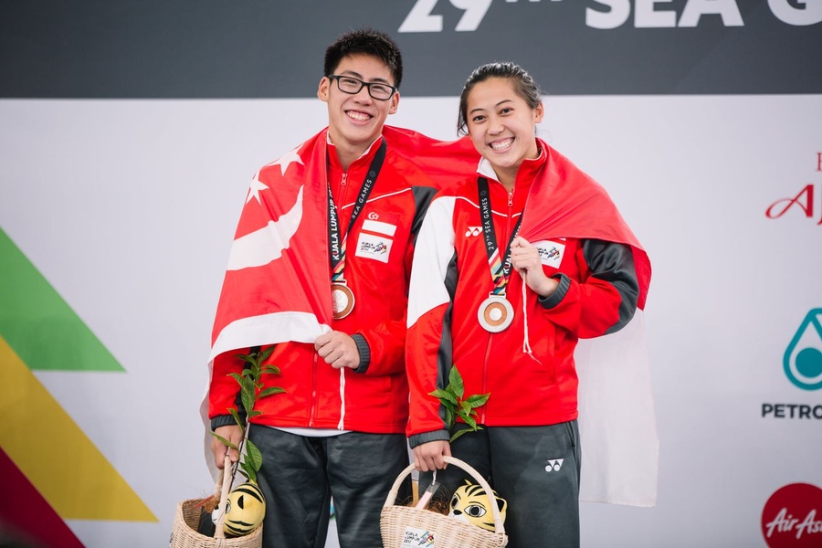 Freida Lim is pictured with the already qualified Jonathan Chan. © SNOC/Adrian Seetho