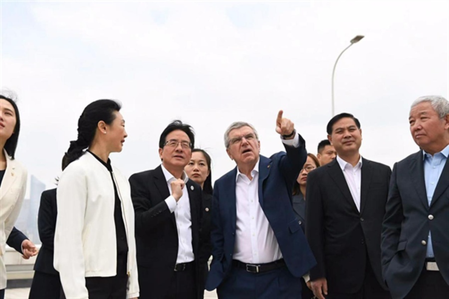 IOC President Thomas Bach is pictured on a previous visit to Hangzhou, in May 2023. (Photo: @Sina.com.cn)