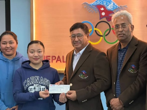 Nepal NOC presents Olympic Solidarity grant to table tennis player Evana Thapa