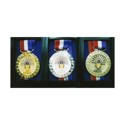 <p>Medals of the 23rd Southeast Asian Games. (L-R)Gold, Silver, Bronze (Courtesy PhilSOC).</p>