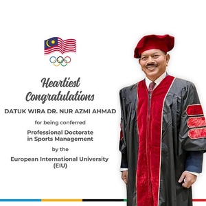 Malaysian NOC congratulates Deputy President Dr. Ahmad on doctorate from European International University