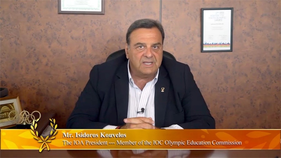 Mr. Isidoros Kouvelos, IOA President, delivered a speech on video in Opening Ceremony.