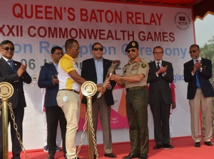 Bangladesh Olympic Association President Gen. SM Shafiuddin receives Queen's Baton in Dhaka