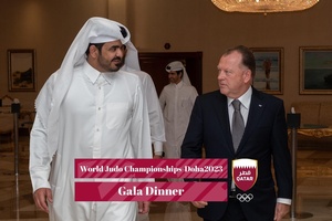 QOC President Sheikh Joaan hosts IJF head Marius Vizer at gala dinner