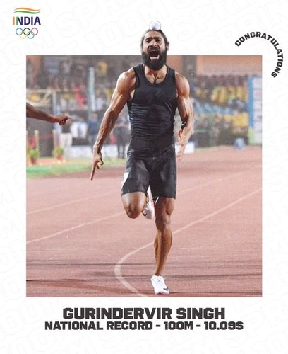 IOA congratulates ‘fastest Indian’ Gurindervir Singh