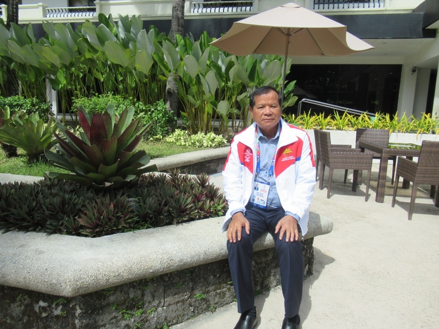 NOC Cambodia President and Minister of Tourism Dr Thong Khon is pictured at the Quest Hotel in Clark, Pampanga, during the 30th SEA Games in the Philippines.