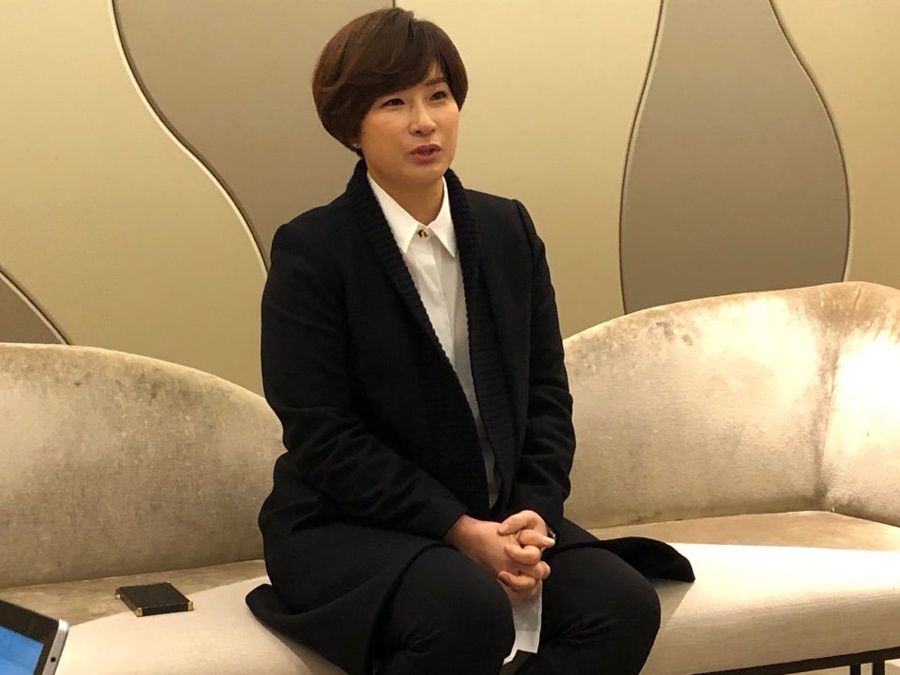 Pak Se-ri speaks with reporters at a Seoul hotel on January 30. © Yonhap