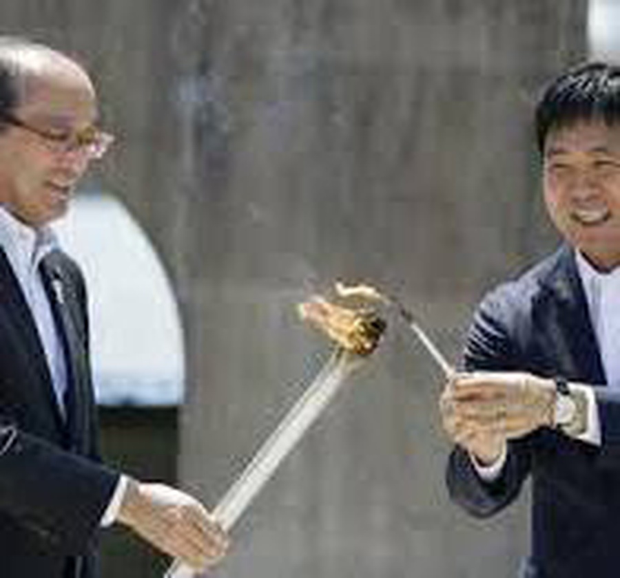 Japan’s World Cup coach Moriyasu attends Asian Games flame-lighting in Hiroshima