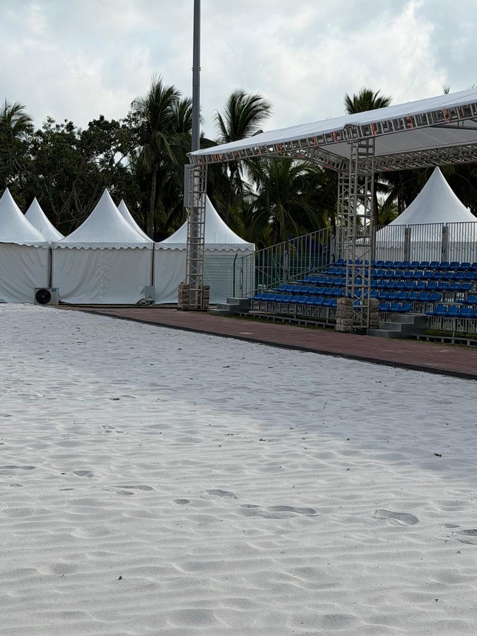 The beach handball venue at Tianya Haijiao West Side. Beach volleyball and sport climbing will also be held there.
