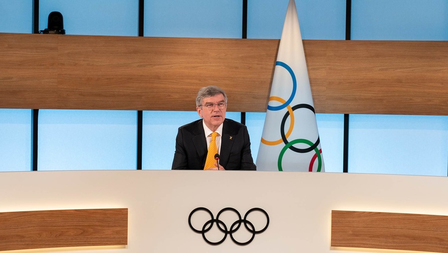 IOC President Thomas Bach addresses the 137th IOC Session on March 11. © IOC/Greg Martin