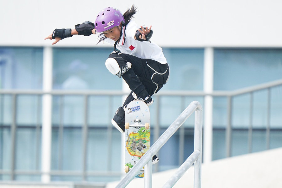 Cui Chenxi won the women’s street gold on Tuesday. (Photo: CGTN Frontline)