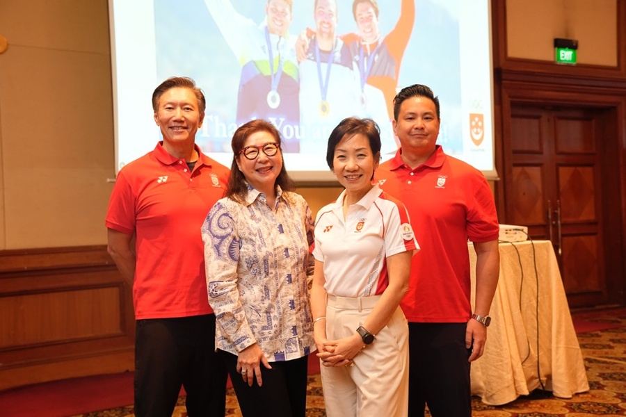 From left: Mr Lee Wung Yew (Treasurer), Mrs Jessie Phua (Vice-President), Ms Grace Fu (President) and Mr Mark Chay (Vice-President). (Photo: Lim Weixiang/SNOC)