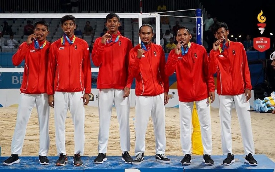 Indonesia won the men’s beach volleyball bronze medal at the inaugural ANOC World Beach Games Qatar 2019. Indonesia is bidding to host the second ANOC WBG in 2023. © Tim Indonesia