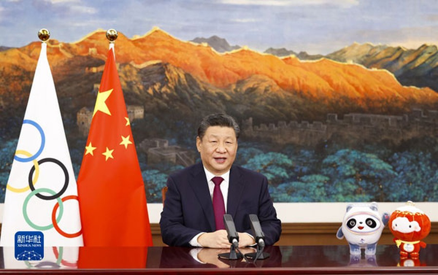 President Xi Jinping opens the IOC Session with a video address. (Photo: Ministry of Foreign Affairs of the People’s Republic of China)