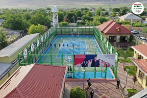 Tajikistan NOC President opens new sports ground for basketball and football